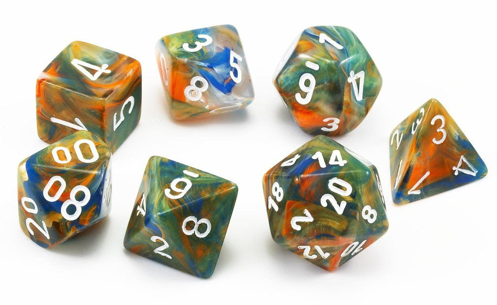 D7-Die Set Dice Festive Autumn/White (7 Dice in Display)