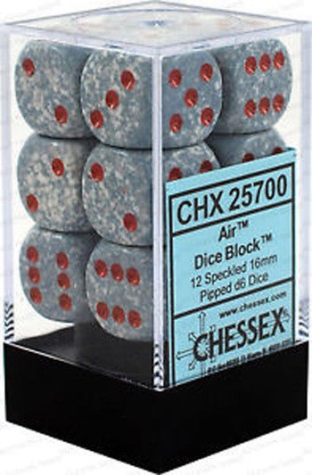 D6 Dice Speckled 16mm Air (12 Dice in Display)