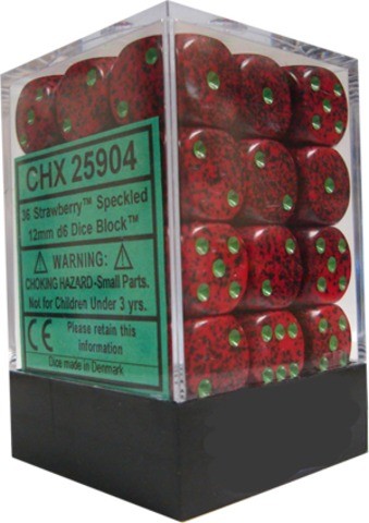 D6 Dice Speckled 12mm Strawberry (36 Dice in Display)