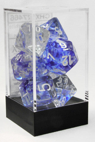 CHX 27466 D7-Die Set Dice Nebula Polyhedral Dark Blue/White (7 Dice in Display)