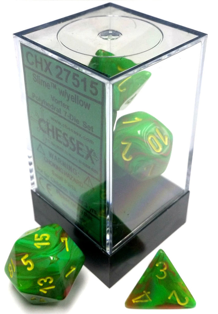 CHX 27515 D7-Die Set Dice Vortex Polyhedral Slime/Yellow (7 Dice in Display)