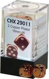 D6 Dice Copper Metallic 16mm (2 Dice in Display)