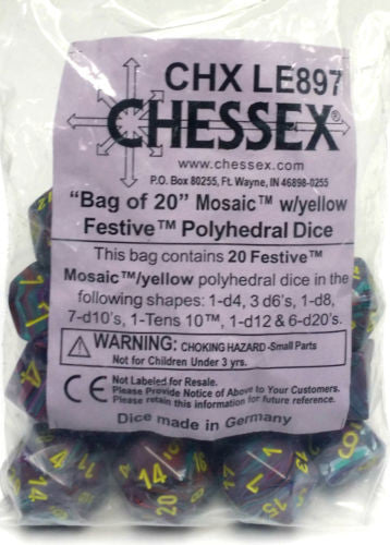 CHX LE897 Bulk Festive Bag of 20 Polyhedral Mosaic/Yellow