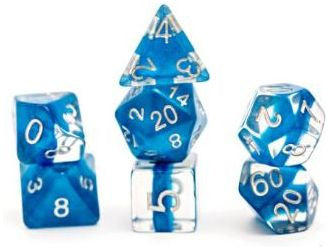 Halfsies Dice - Neutron Power Teal 7 Polyhedral Dice Set