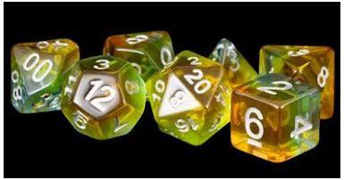 MDG Polyhedral Resin Dice Set - Yellow Aurora - 662