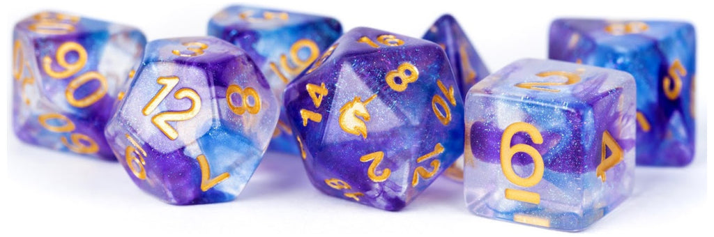 MDG Unicorn Resin Polyhedral Dice Set - Midnight Fantasy - 703