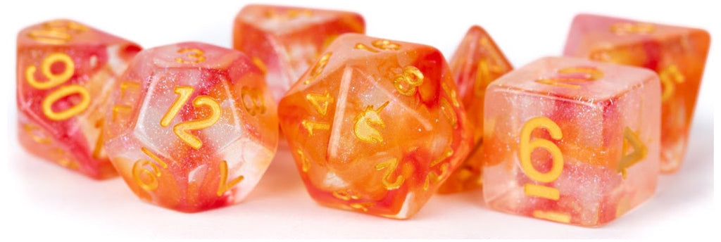 MDG Unicorn Resin Polyhedral Dice Set - Mystic Embers - 707