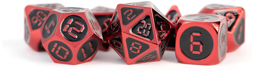 MDG Digital Enamel Metal Dice Set 16mm - Red with Black Enamel