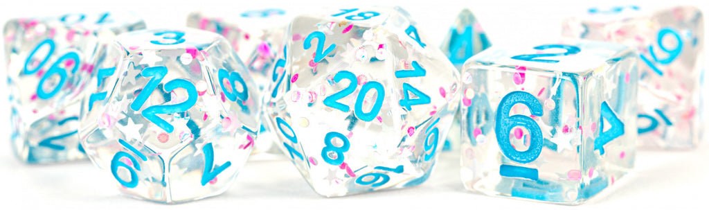 MDG Digital Resin Dice Set 16mm - Clear Confetti