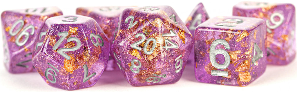 MDG Digital Resin Dice Set 16mm - Purple with Gold Foil