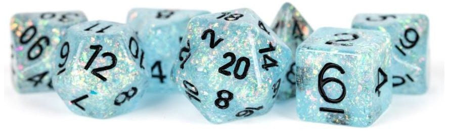 MDG Resin Flash Dice Set 16mm Polyhedral - Blue