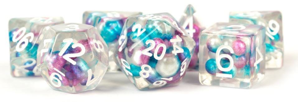 MDG Resin Pearl Polyhedral Dice Set 16mm - Gradient Purple/Teal/White