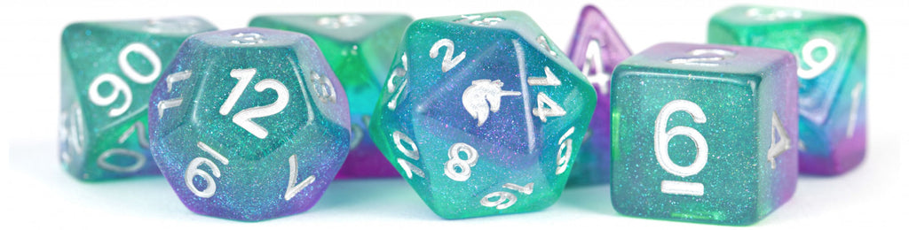 MDG Unicorn Resin Polyhedral Dice Set - Aurora - 712