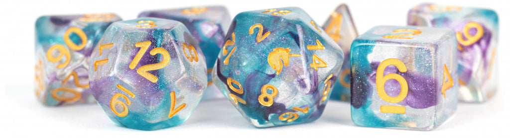 MDG Unicorn Resin Polyhedral Dice Set - Fancy Fae - 713