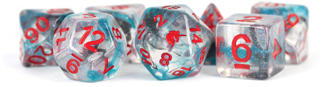 MDG Unicorn Resin Polyhedral Dice Set - Battle Wounds - 718