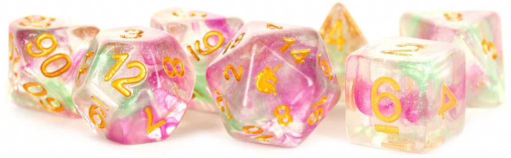 MDG Unicorn Resin Polyhedral Dice Set - Celestial Blossom - 719