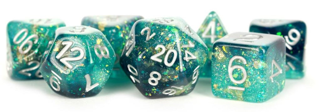 MDG Resin Eternal Polyhedral Dice Set 16mm - Teal/Black