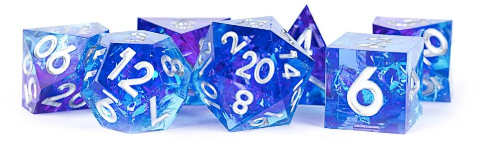 MDG Handcrafted Sharp Edge Resin Dice Set - Oceanic Flare