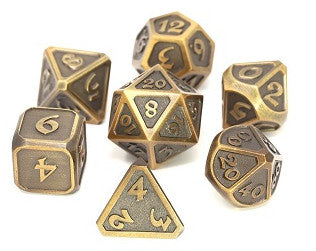 Die Hard Dice Metal Set Polyhedral - Mythica Battleworn Gold