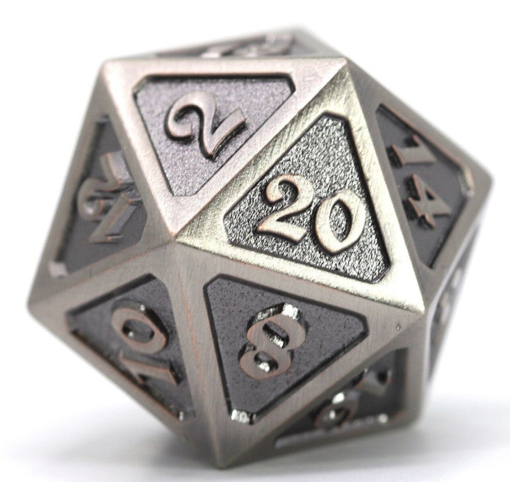 D20 Die Hard Dice Metal - Mythica Battleworn Silver (Single)