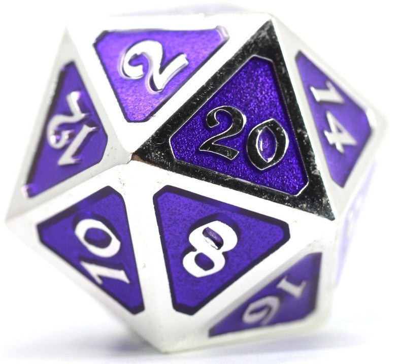 D20 Die Hard Dice Metal - Mythica Platinum Amethyst (Single)