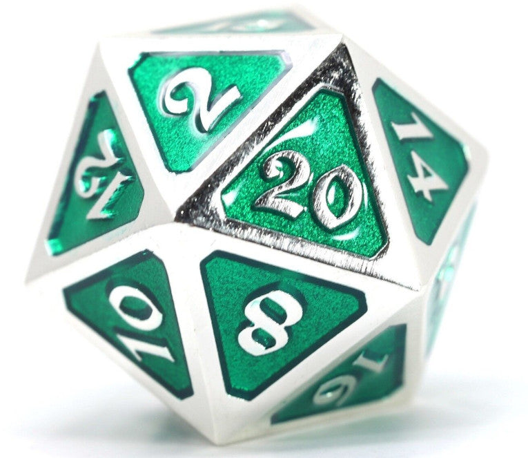 D20 Die Hard Dice Metal - Mythica Platinum Emerald (Single)