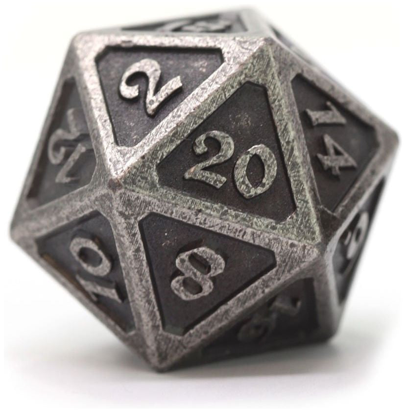 D20 Dire Die Hard Dice - Mythica Dark Silver (Single)