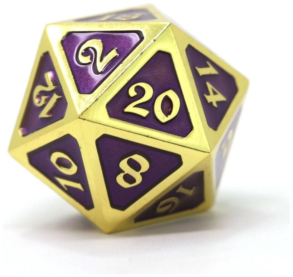 D20 Dire Die Hard Dice - Mythica Gold Amethyst (Single)