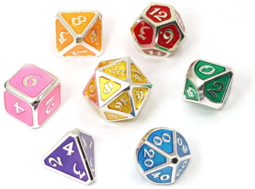 Die Hard Dice Metal RPG Set - Mythica Platinum Rainbow