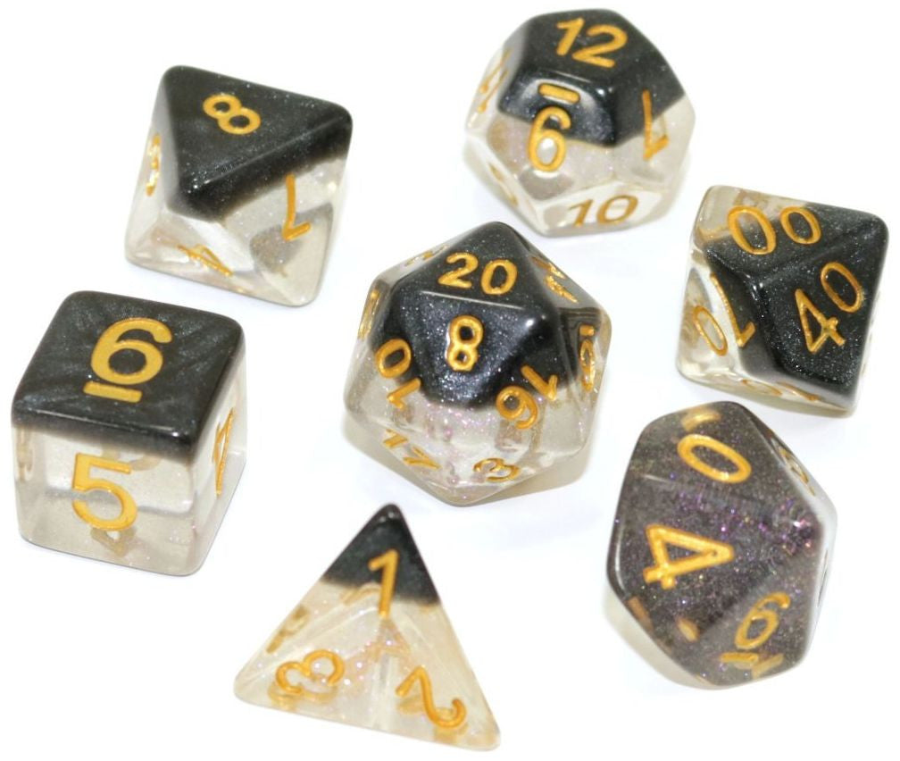 Die Hard Dice Polymer RPG Polyhedral Set - Onyx Snowglobe