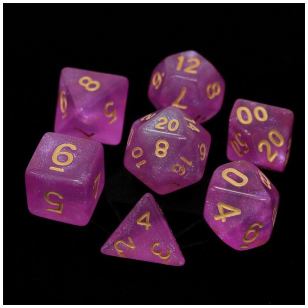 Die Hard Dice Polymer RPG Polyhedral Set -  Sakura with Gold