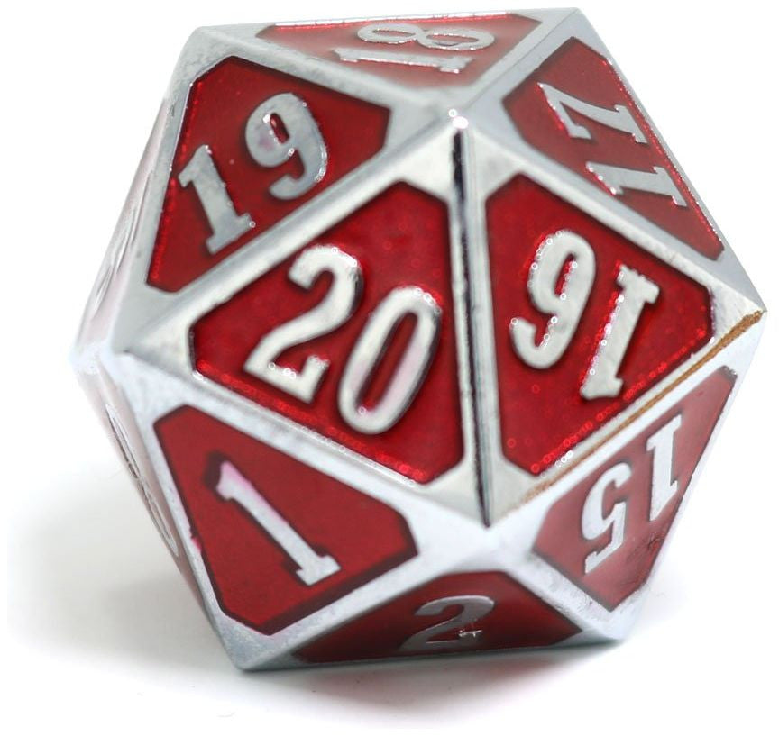 Die Hard Dice Metal MTG Roll Down Counter - Shiny Silver Ruby