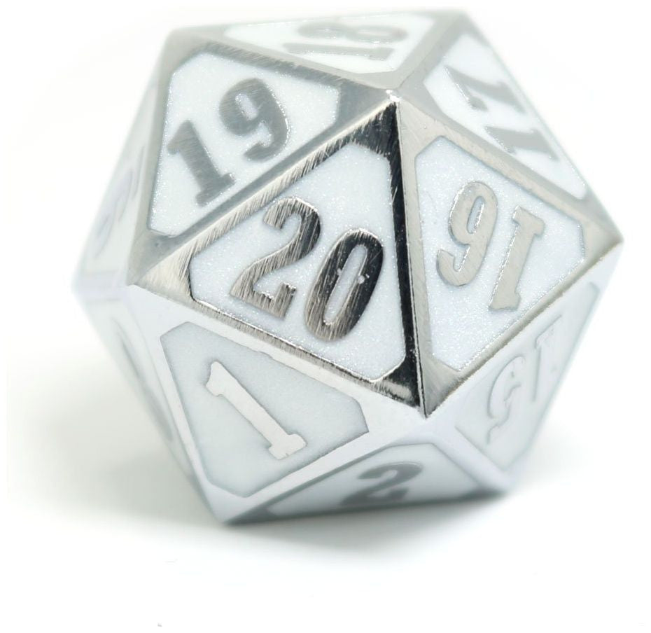 Die Hard Dice Metal MTG Roll Down Counter - Shiny Silver with White