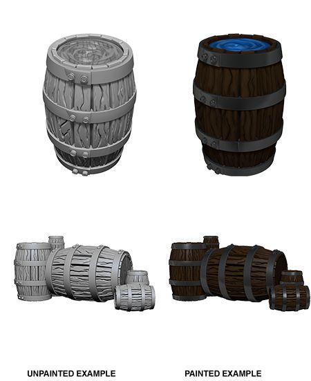 WizKids Deep Cuts Unpainted Miniatures Barrel & Pile of Barrels - 73361