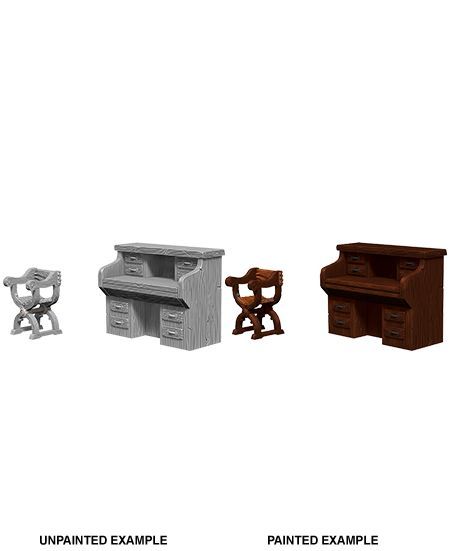 WizKids Deep Cuts Unpainted Miniatures Desk & Chair - 73362