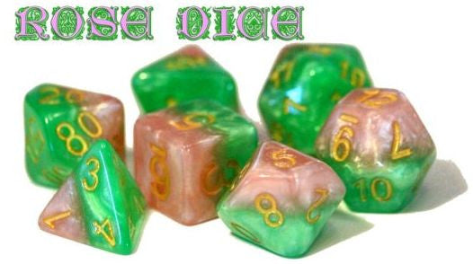 Halfsies Dice - Rose 7 Dice Polyhedral Set