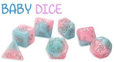 Halfsies Dice - Baby 7 Polyhedral Dice Set