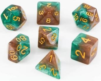 Halfsies Dice Treant Dice - Upgraded Dice Case (Set of 7 Polyhedral Dice)