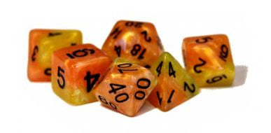 Halfsies Dice Pheonix Dice - Upgraded Dice Case (Set of 7 Polyhedral Dice)