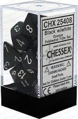 D7-Die Set Dice Opaque Polyhedral Black/White (7 Dice in Display)