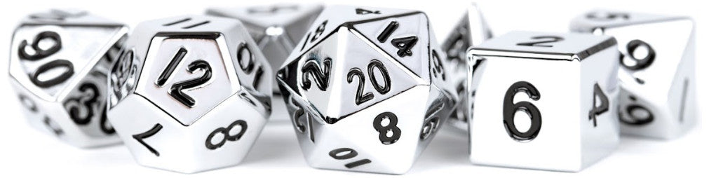 MDG Metal Polyhedral Dice Set - Silver - 002