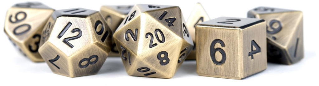 MDG Metal Polyhedral Dice Set - Antique Gold