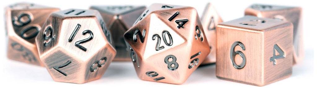 MDG Metal Polyhedral Dice Set - Antique Copper - 007