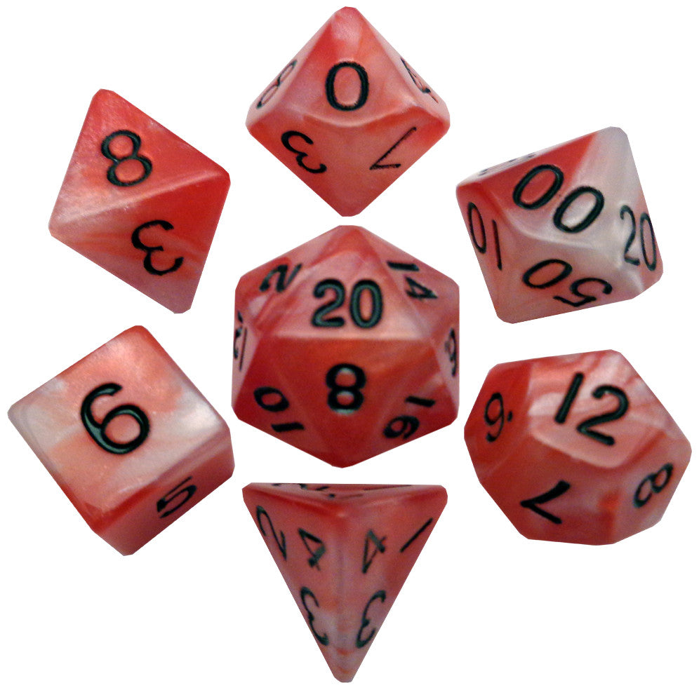 MDG Combo Attack Acrylic Dice Set Black Numbers - Red/White