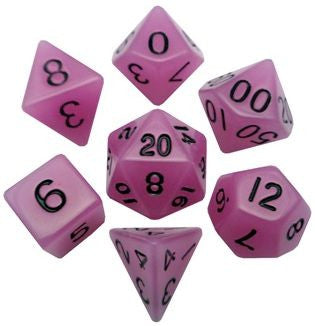 MDG Acrylic Dice Set Glow in the Dark - Purple Glow