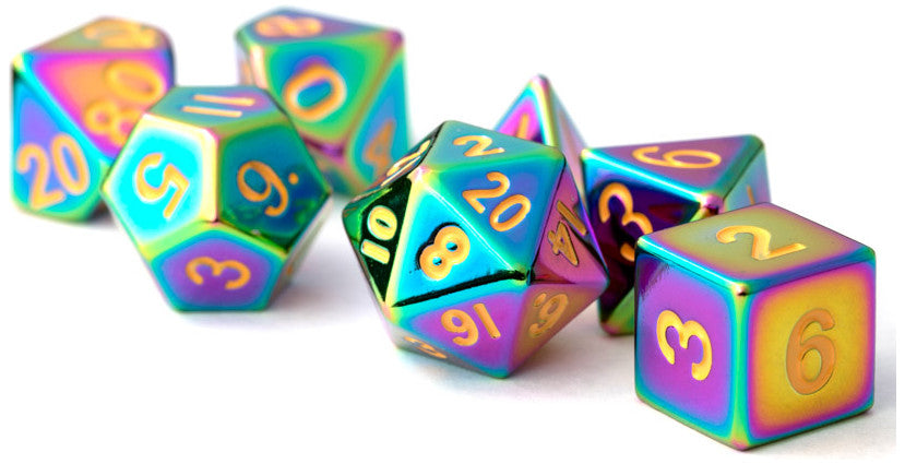 MDG Metal Polyhedral Dice Set - Torched Rainbow - 014