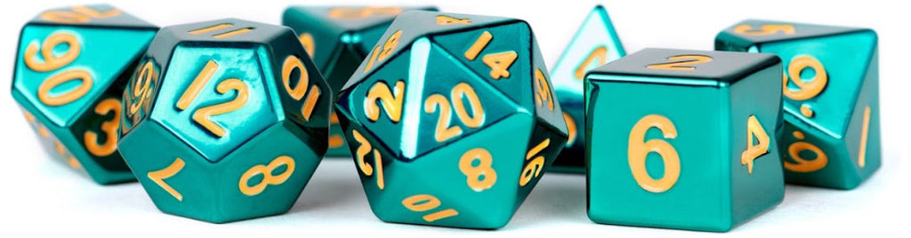 MDG Metal Polyhedral Dice Set - Turquoise Painted