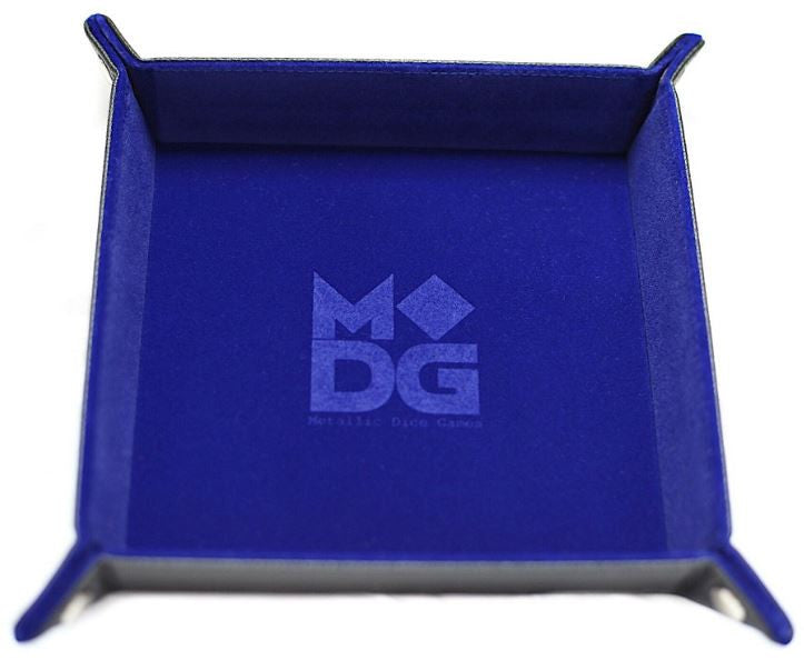 MDG Velvet Folding Dice Tray - Blue (10"x10")