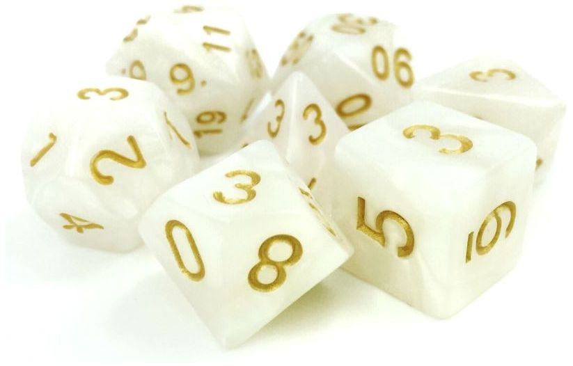 TMG RPG Dice - Divine Light White Pearl Opaque 16mm (set of 7)