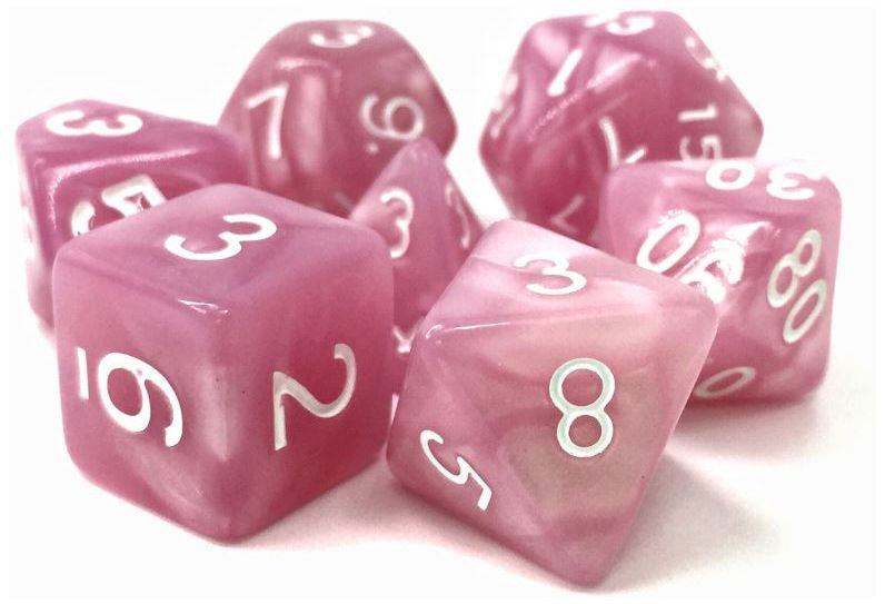 TMG RPG Dice - Poision Petals Pink Pearl Opaque 16mm (set of 7)